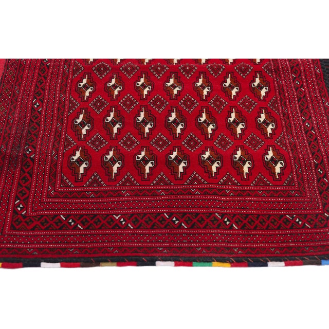 Vintage Red Persian Turkoman Rug -02'04 X 04'06 For Sale - Image 4 of 9