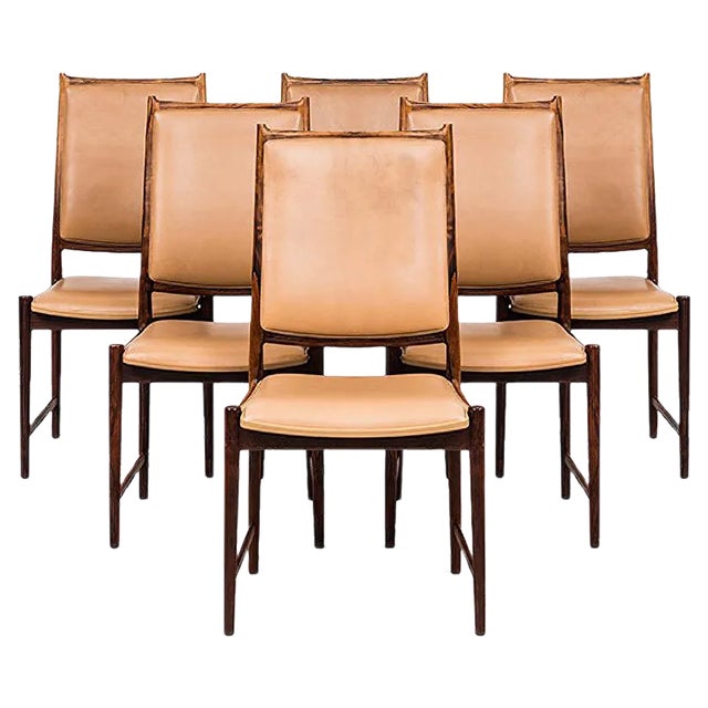 Darby High-Back Dining Chairs by Torbjørn Afdal for Nesjestranda Møbelfabrik, 1950s, Set of 6 For Sale