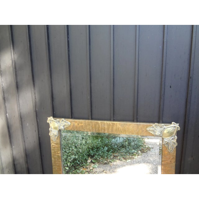 Period French Art Nouveau Brass Beveled Mirror For Sale In Houston - Image 6 of 9