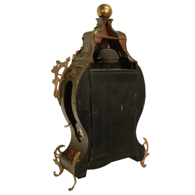 Antique 18th Century French Louis XV Painted & Ormolu Vernis Martin Cartel Clock 1750 For Sale - Image 12 of 18