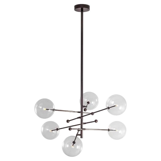 RD15 6 Arms Black Gunmetal Hanging Light by Schwung For Sale