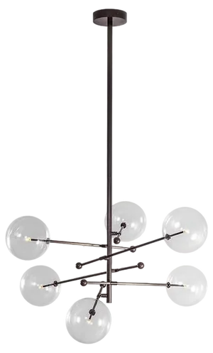 RD15 6 Arms Black Gunmetal Hanging Light by Schwung