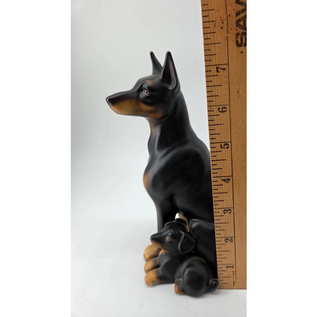 Vintage MCM Doberman Pinscher & Puppy Ceramic Figurine For Sale - Image 4 of 5