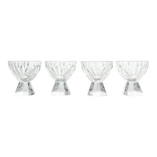 1970s Vintage Cordial Liquor Shot Glasses, Hexagon Pedestal Base - Set of 4 For Sale