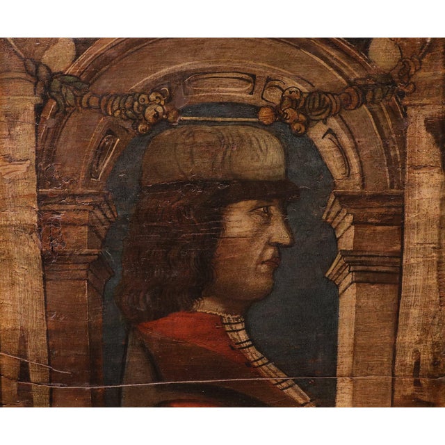 Bonifacio Bembo Seguace, Pair of Panels of Saint Sebastian Guerriero, 1620, Oil on Board For Sale - Image 9 of 15