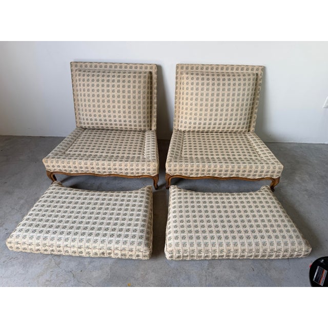 1970’s Hollywood Regency John Widdicomb Style French Provincial Armless Lounge Chairs – Pair For Sale - Image 9 of 12
