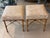 1970s Pair Vintage Faux Bamboo Wood Benches Ottomans Newly Upholstered Quadrille For Sale - Image 5 of 12