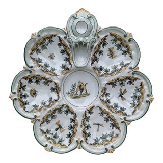 French Faience Oyster Dog Plate Saint Clement, Circa 1890 For Sale