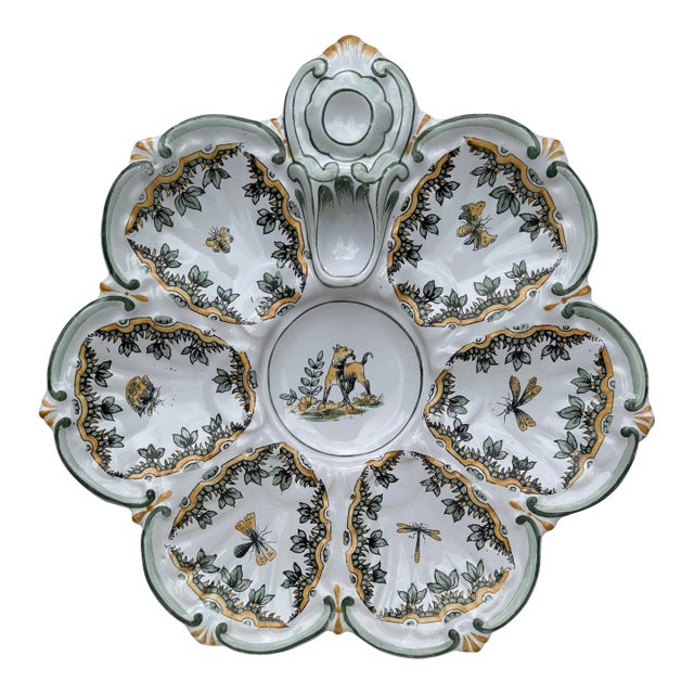 French Faience Oyster Dog Plate Saint Clement, Circa 1890 For Sale