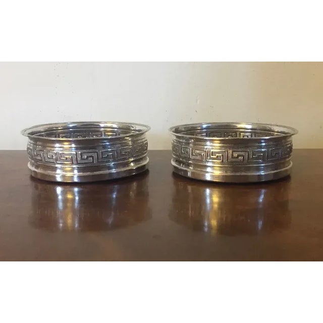 Antique Early 19th Century English Old Sheffield Silver Wine Bottle Coasters with Greek Border by Matthew Boulton - A Pair For Sale - Image 10 of 13