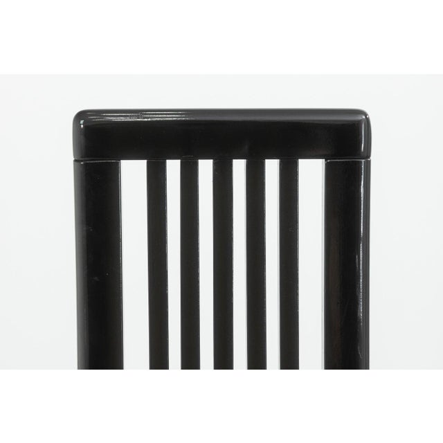 Set of 8 Liberty Postmodern Black Lacquered High Dining Chairs With Knoll Fabric For Sale In Detroit - Image 6 of 10
