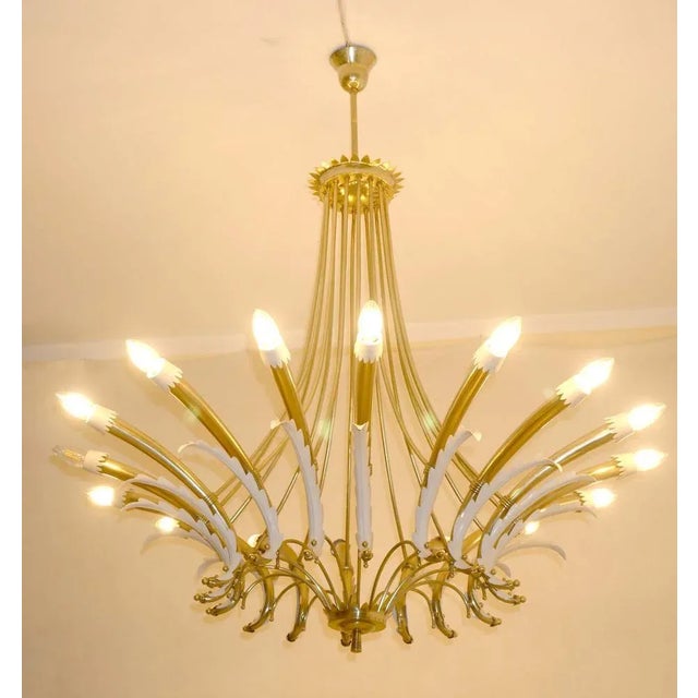Italian Brass Chandelier with 16 Lights, 1950s For Sale - Image 4 of 9