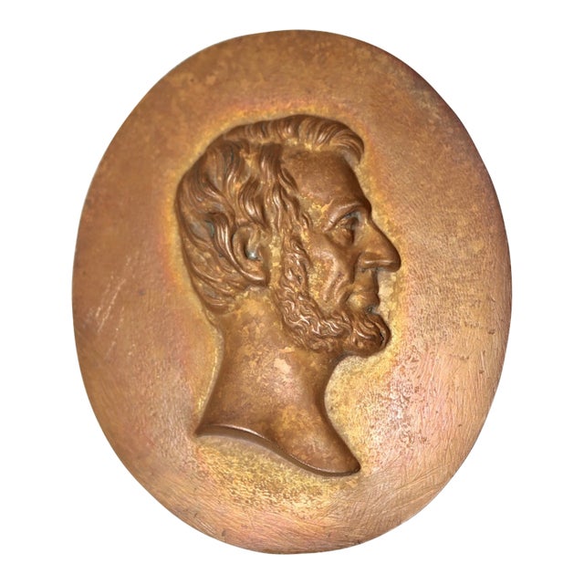 Antique 1800's Tresal Bronze Abraham Lincoln President Wall Plaque Medallion For Sale