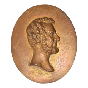 Antique 1800's Tresal Bronze Abraham Lincoln President Wall Plaque Medallion