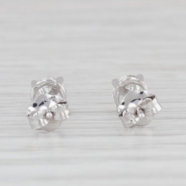 Modern New 0.47ctw Diamond Stud Earrings 14k White Gold Round Solitaire Studs - 2 Pieces For Sale - Image 3 of 6