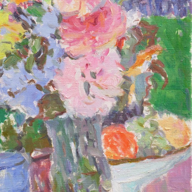 Textile 'Au Table' by Manuel Vicente Mujica, Venezuelan Post-Impressionist Oil, Museo De Bellas Artes, Caracas For Sale - Image 7 of 9