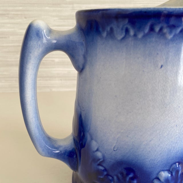 Late 19th Century Antique Red Wing Stoneware Flow Blue Pitcher For Sale - Image 5 of 12