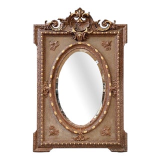 Large 19th Century Napoleon III Trumeau Mirror in Giltwood and Beveled Glass For Sale