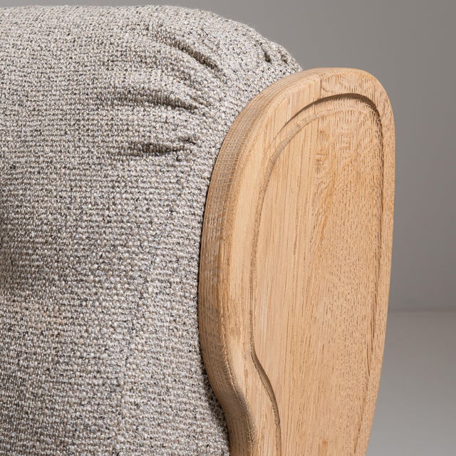 Brutalist 1970s French Tan Brutalist Oak Upholstered Sofa For Sale - Image 3 of 15