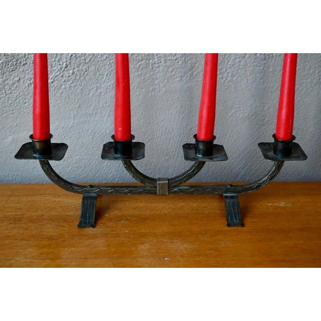 Brutalist Brutalist Brushed Metal Candleholder, 1970s For Sale - Image 3 of 11