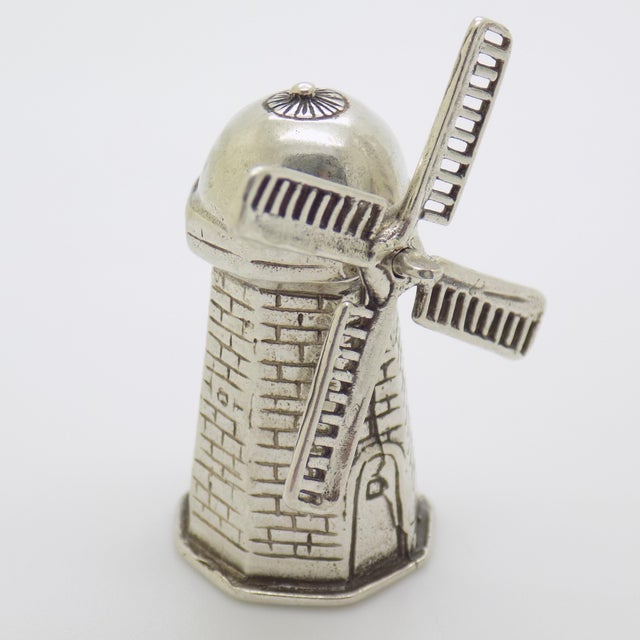 1980s Vintage Italian Handmade Genuine Silver Windmill Dollhouse Miniature Figurine Sculpture, Hallmarked For Sale - Image 5 of 10
