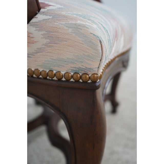 Pair Baker French Louis XIV Style Upholstered Chairs For Sale - Image 9 of 12