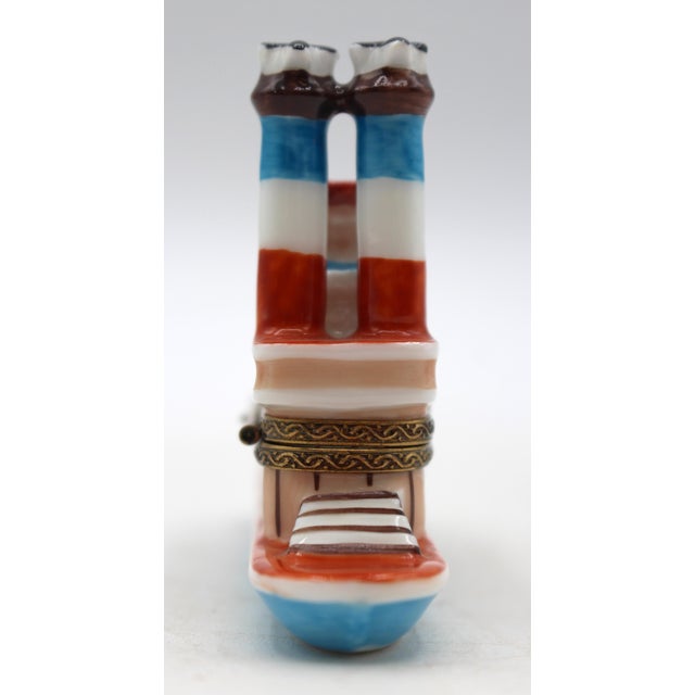 Limoges, France Vintage French Limoges Porcelain New Orleans Steamboat Form Trinket Box For Sale - Image 4 of 8