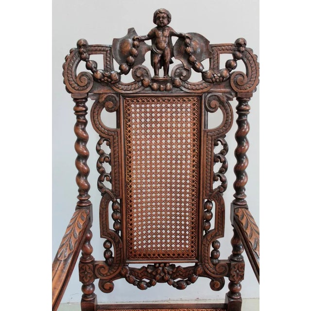 Large Vintage Louis XIII Style Beech Armchair For Sale - Image 9 of 14