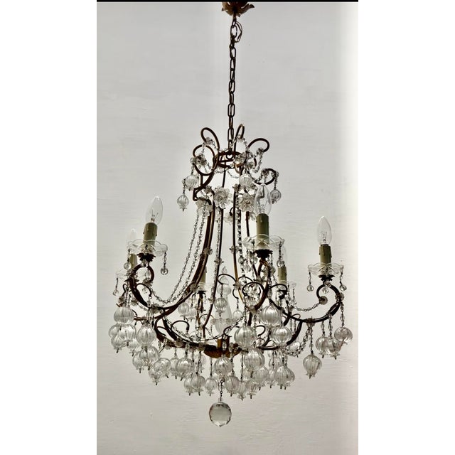 Florentine gold gilded murano glass chandelier – 1950s a striking mid-century chandelier featuring a florentine gold-...