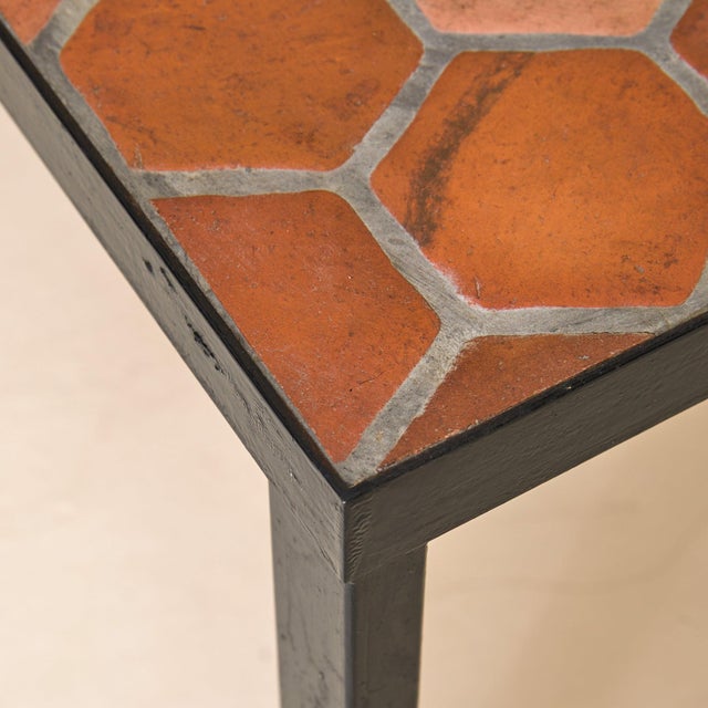 French Hexagonal Floral Ceramic Tile Coffee Table by Roger Capron No. 02, 1950s For Sale - Image 11 of 11