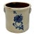 Antique American 2 Gallon Stoneware Storage Crock With Beautiful Hand Decorated Blue Flower Design Circa Mid 1800s For Sale