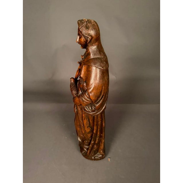 19th Century Early 19th Century Flemish Hand-Carved Oak Statue of Saint Agnes, Circa 1820 For Sale - Image 5 of 16