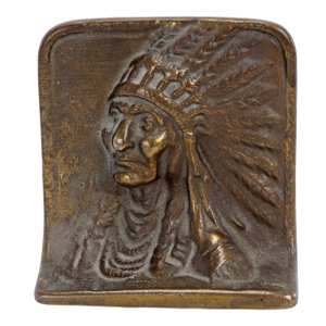 Single Indian Chief Cast Iron Bookend Circa 1925
