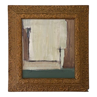 “Matcha" Abstract Art in Antique Frame, Transitional Living Room Art by JTS For Sale