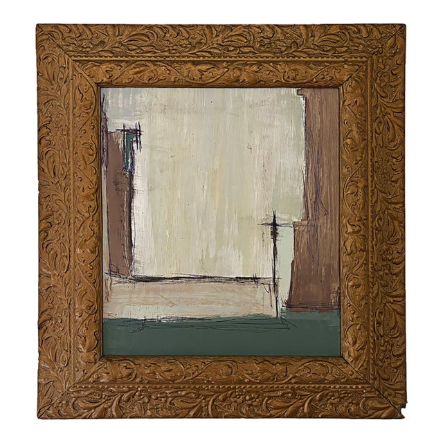 “Matcha" Abstract Art in Antique Frame, Transitional Living Room Art by JTS For Sale
