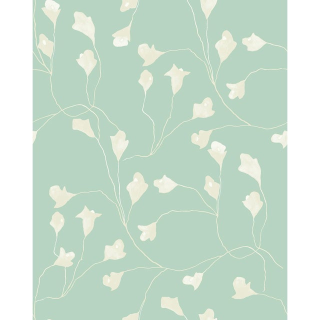 Wild Iris Wallpaper by Susan Hable in Green For Sale