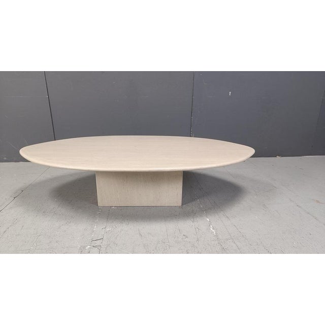Vintage Oval Travertine Coffee Table, 1970s For Sale - Image 4 of 11