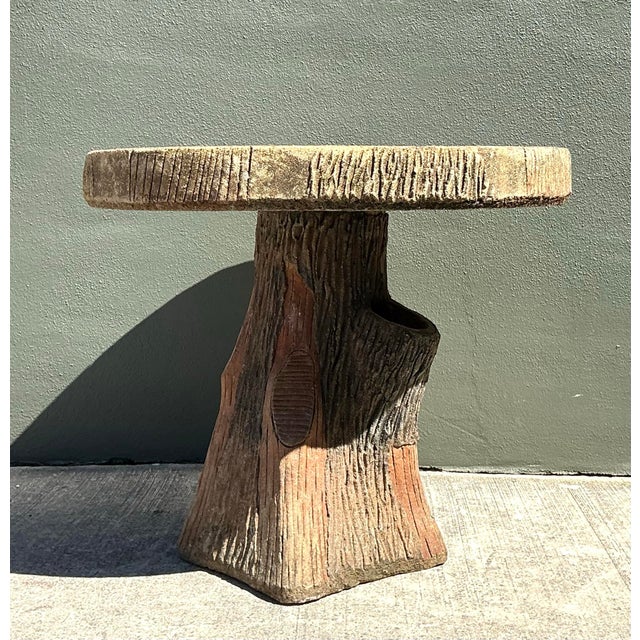 Vintage Patinated Faux Bois Concrete Table For Sale - Image 9 of 12