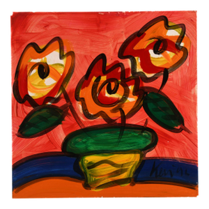 Peter Keil "Colorful Conversation in a Vase" Oil on Masonite