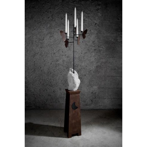 Candelabra for a Round Dance with Five Butterflies in Steel by Frederic Gaillard. Limited Edition of 8 pieces. Dimensions:...