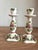 A charming matching pair of vintage Dutch Delft ceramic candlesticks attributed to De Candelaer (DC Delft), featuring...