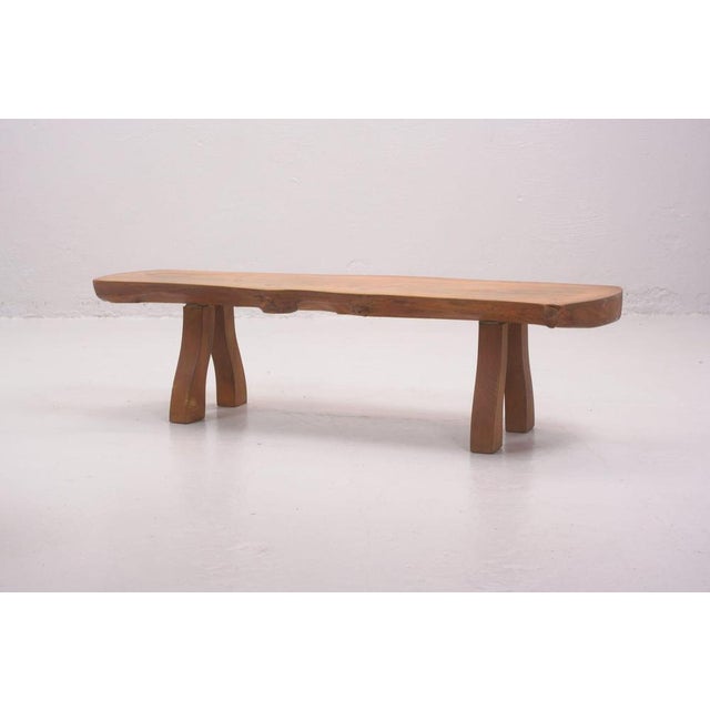 One of a kind, handmade coffee table / bench in solid elm, by Carl-Axel Beijbom, Simlingegården Sweden 1965. Scandinavian...