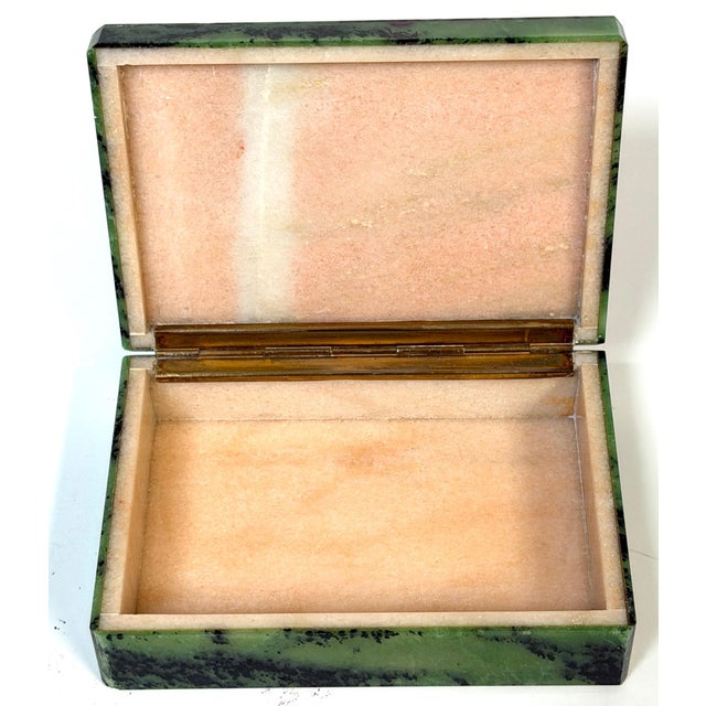 Mid 20th Century Italian Green & Plum Specimen Marble Box, Alabaster Interior, Florence, 1970s For Sale - Image 5 of 15