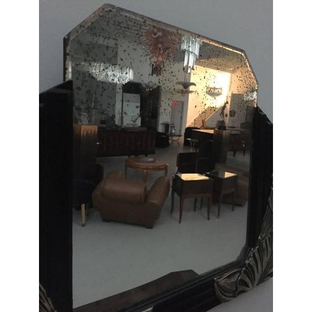 Metal French Art Deco Black Lacquer and White Gold Mirrors - a Pair For Sale - Image 7 of 9