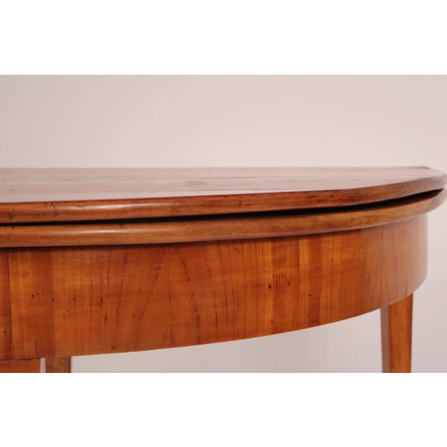 Brown Directoire Demi Lune Fruit Wood Console / Games Table For Sale - Image 8 of 12