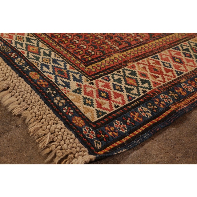 Brown 19th-Century Antique Soumak Rug Gometric Burnt Red and Beige All Over Pattern For Sale - Image 8 of 9