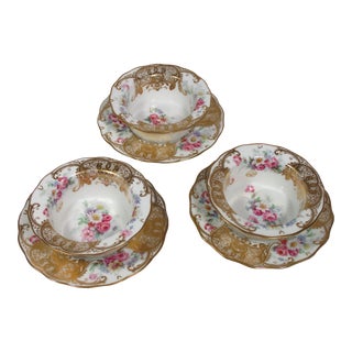 Antique Limoges France Porcelain Custard Ramekins Set- 6 Pieces For Sale