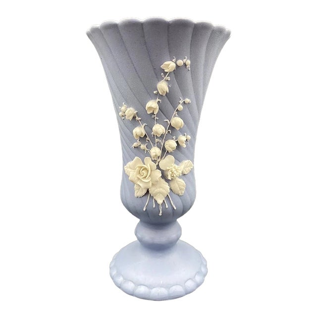 Vintage Lefton Blue Bisque Vase For Sale