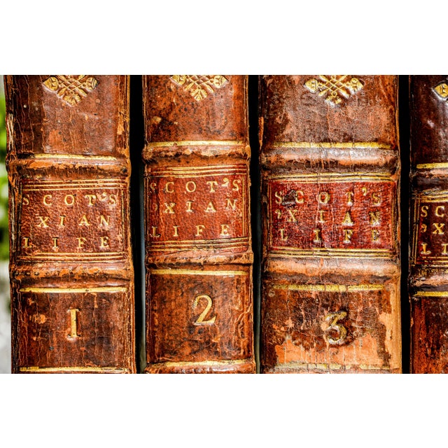 Rare 1739 the Christian Life John Scott Complete Set Antique Leather Books For Sale - Image 4 of 13