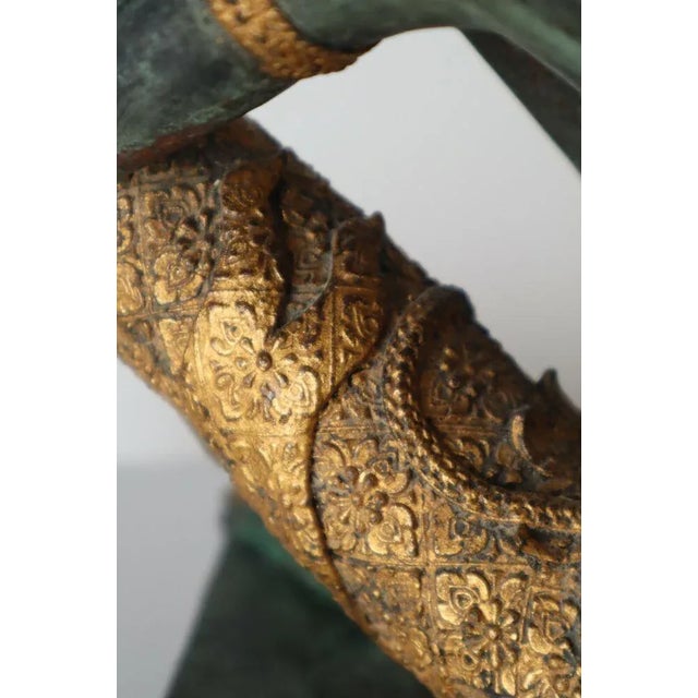 Large Hollywood Regency Table Lamp in Bronze and Copper For Sale - Image 6 of 9